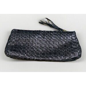 Elliot Lucca Convertible Shoulder Bag Or Clutch Metallic Woven Leather Read